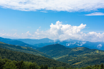 Fototapeta na wymiar Summer nature landscape of Karpaty Mountains. a