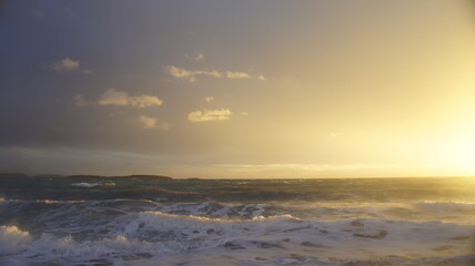 stormy sunset over the winter Mediterranean sea