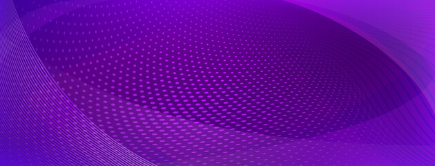 Abstract background made of curves and halftone dots in purple colors