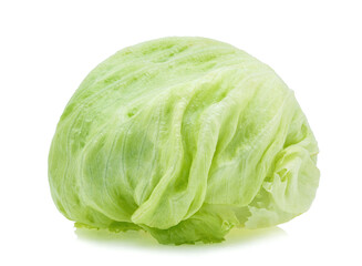 Fototapeta premium Green Iceberg lettuce on white background
