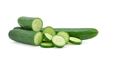 long cucumber on white background