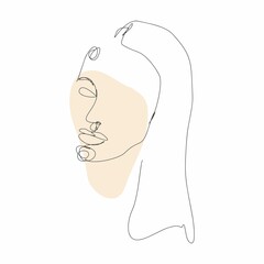 Face line art. Face painting. Vector sketch with face. Vector Illustration.