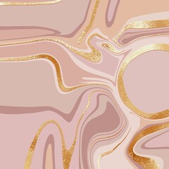 Liquid marble. Rose gold. Vector background with imitation rose gold - 408175130