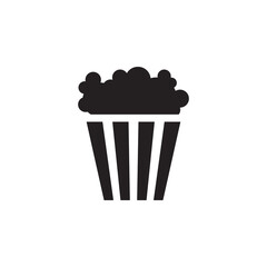 Popcorn icon, black isolated on white background, vector illustration.