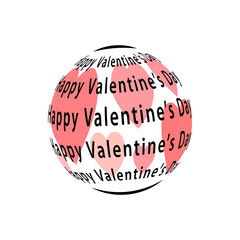 Happy Valentine's day ball with heart, isolated on white background, vector illustration.