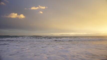 stormy sunset over the winter Mediterranean sea