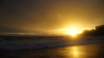 sunset over the winter Mediterranean sea