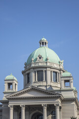 Fototapeta premium National Assembly of the Republic of Serbia (Skupstina) in the center of city of Belgrade. Serbia.