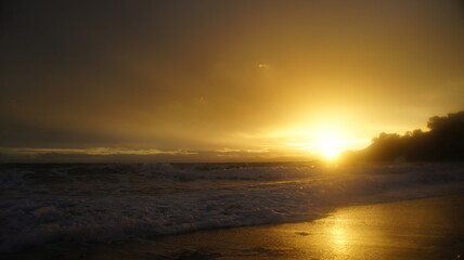 sunset over the winter Mediterranean sea