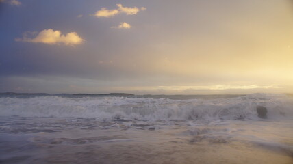 Fototapeta na wymiar stormy sunset over the winter Mediterranean sea