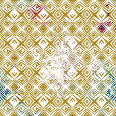 Geometric kilim ikat pattern with grunge texture
