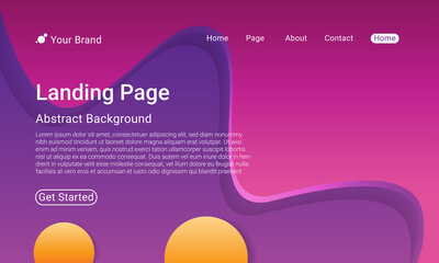 Landing Page Website Template Vector. Abstract colorful gradient. Design for website and mobile, Business Interface, Landing Web Page.