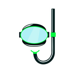 Diving mask for snorkeling. Picture in cartoon style on a white background. Vector illustration.