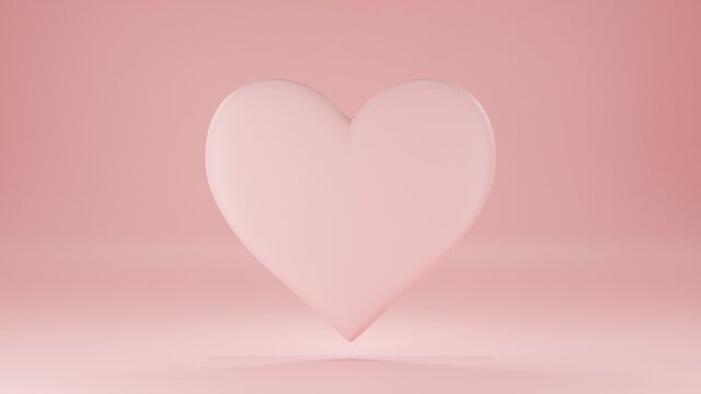 3d rendering pink heart happy valentine day.