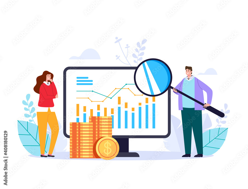Wall mural business analytics staistic online development solution searching web adstract graphic design illust