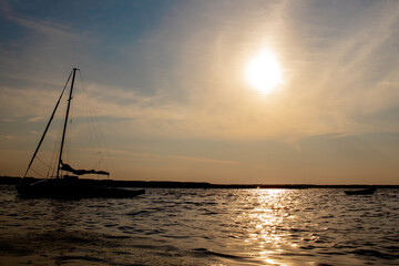 Fishing Boat at The Lake on Sunset