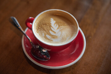 cappuccino coffee in red cup