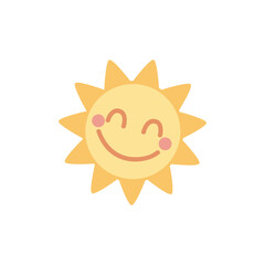 cartoon sun summer icon isolated and flat image