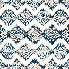 Geometric kilim ikat pattern with grunge texture
