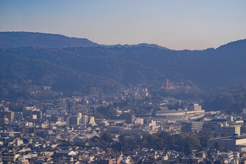 Aerial view of Kyoto downtown cityscape