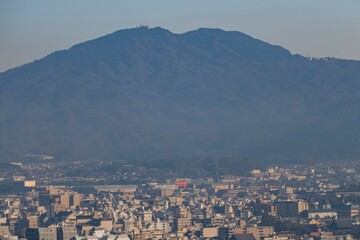 Fototapeta na wymiar Aerial view of Kyoto downtown cityscape