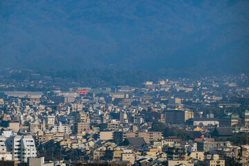 Obraz premium Aerial view of Kyoto downtown cityscape