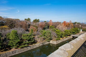 Fototapeta na wymiar Sunny exterior view of the historical Nijo Castle