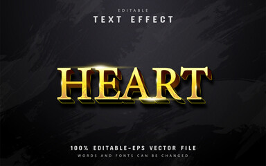 Heart text, gold style text effect