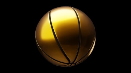 Fototapeta premium Gold basketball ball on black background. 3d illustration.
