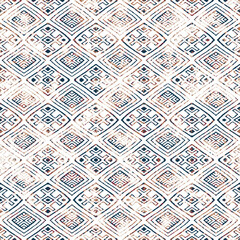 Geometric kilim ikat pattern with grunge texture
