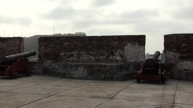 The cannons of Castillo de San Felipe de Barajas, Cartagena, Colombia.