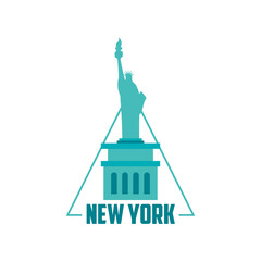 new york liberty statue city stamp vector design