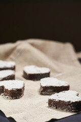 Delicious Chocolate brownies in the shape of a heart