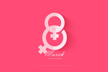 8 march background with female symbols forming numbers.