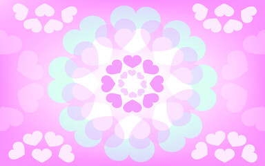 Pink abstract heart curve pattern background