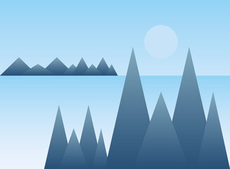 Polygonal landscape of spiky mountains vector design