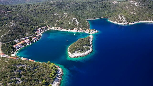 Archipelago Of Lastovo Island With Houses Near The Seashore Of Croatia. - aerial drone