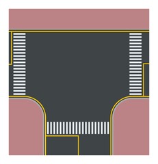 Simple flat illustration of zebra cross and intersection
