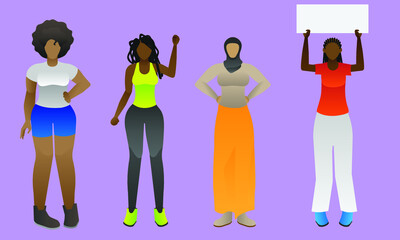 Diverse Black Women - Vector Illustration