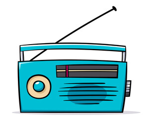 Retro cartoon radio with antenna