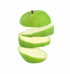 A green apple cut into slices