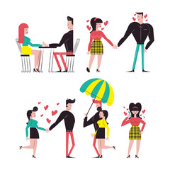 Romantic couple cartoons symbol collection vector design