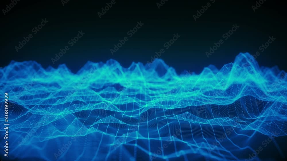 Poster abstract digital connection moving dots and lines background, data center, cloud computing, blockcha