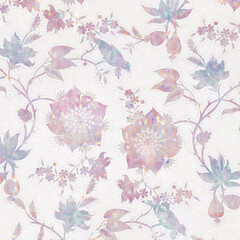 Fototapeta na wymiar Vintage flora holographic vector pattern remix from artwork by William Morris