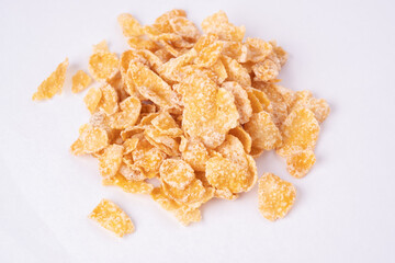 Cereal oat flakes on white background.For food grains in general.
