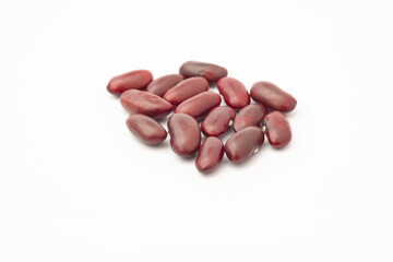 Close-up of kidney beans on white background. Dry red bean.