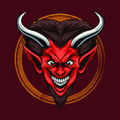 Red Devil Head Vector Illustration