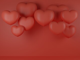 3D render of Valentine's day with heart on sweet background.