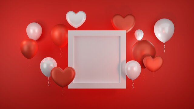 3D render of Valentine's day with heart on sweet background.
