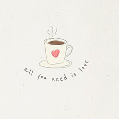 Heart symbol on a cup doodle style vector